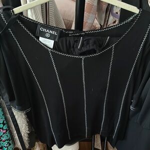 Chanel Black Boxy Ribbed Blouse